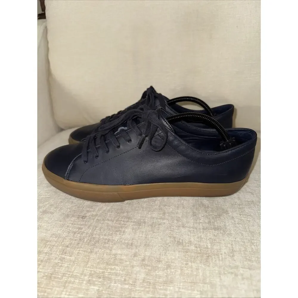 Vince Low Top Leather Sneaker Shoes Lace-Up Men's Black Size US10.5M EU44.5